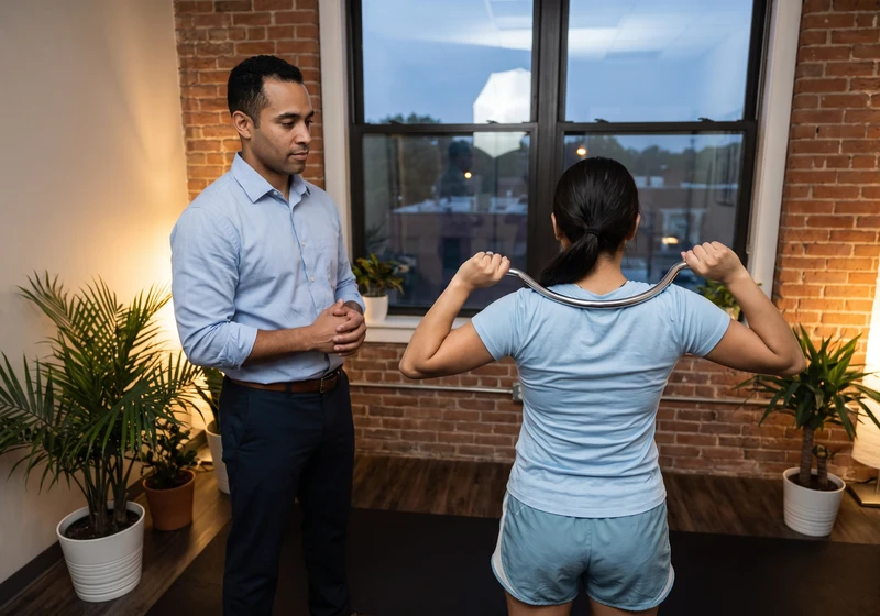 Clinician using Graston Technique instruments to treat soft tissue restriction
