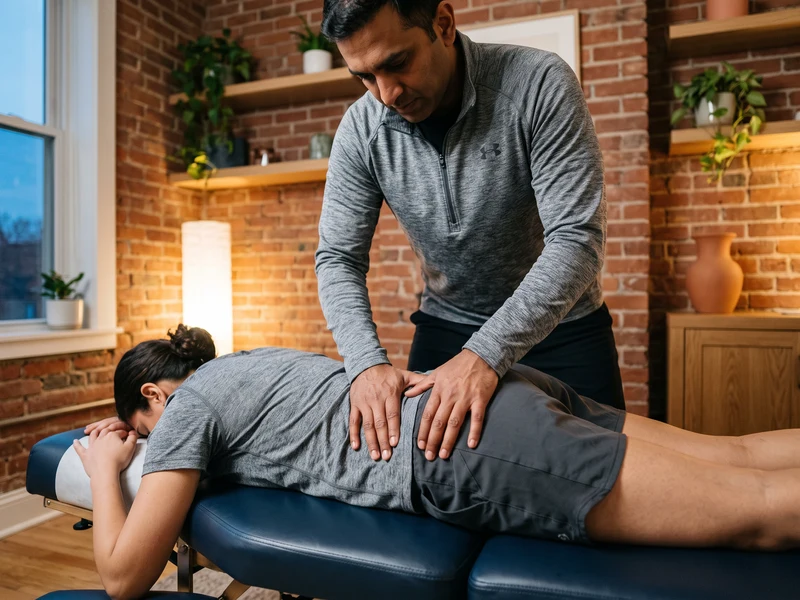 Doctor of Physical Therapy providing manual therapy to a patient