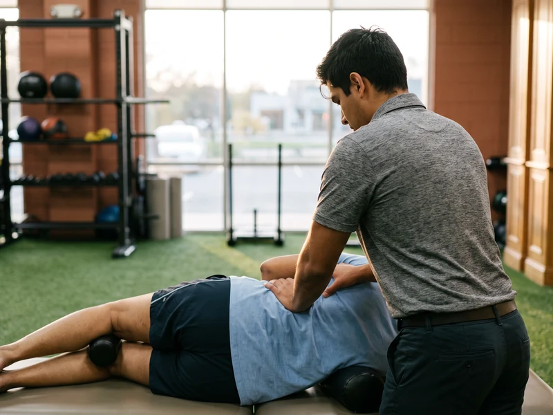 Doctor of Physical Therapy providing spinal manipulation technique to a patient